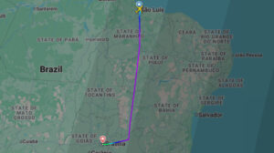 trajeto do avião