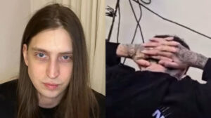 youtuber felca de um lado e, do outro, o rapaz que ameaçou ele de costas e com a mão na nuca