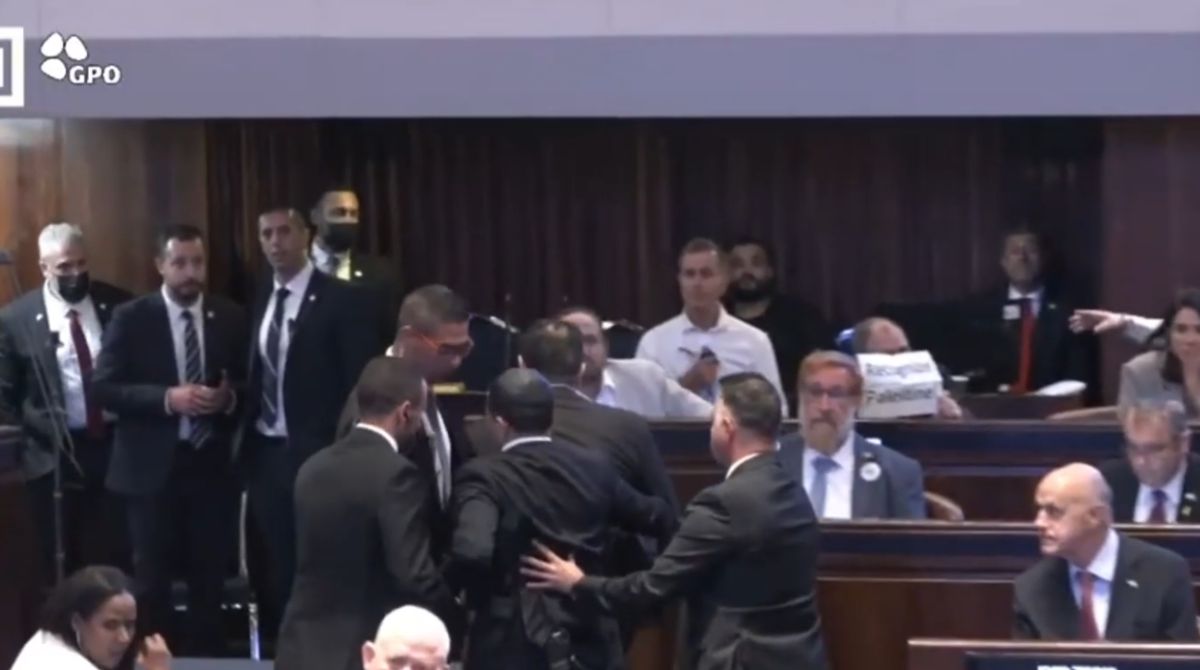 Protesto no Parlamento de Israel