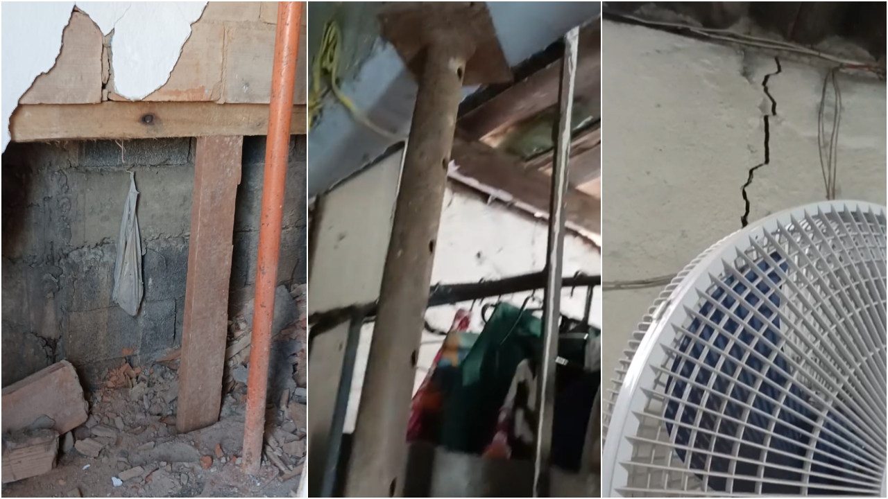 Em montagem, três falhas estruturais em imóvel na Avenida Saramenha, próximo à Waldomiro Lobo