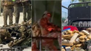 Montagem apresentando três momentos da Operação no RJ