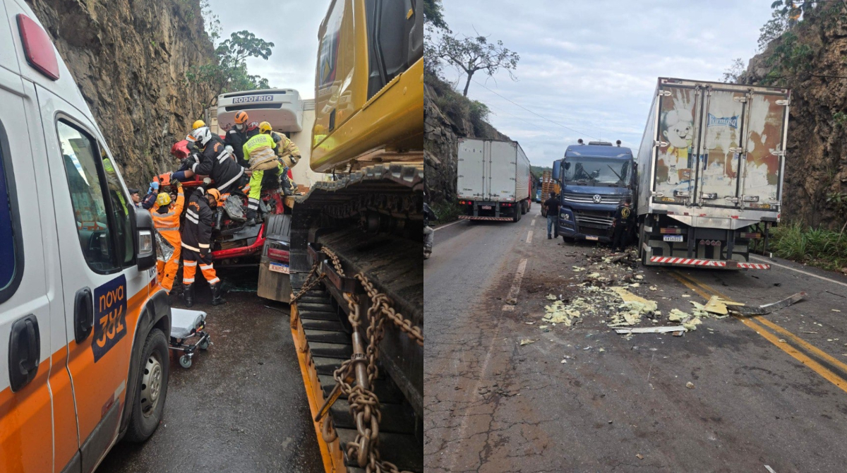 acidente entre caminhões em sabará