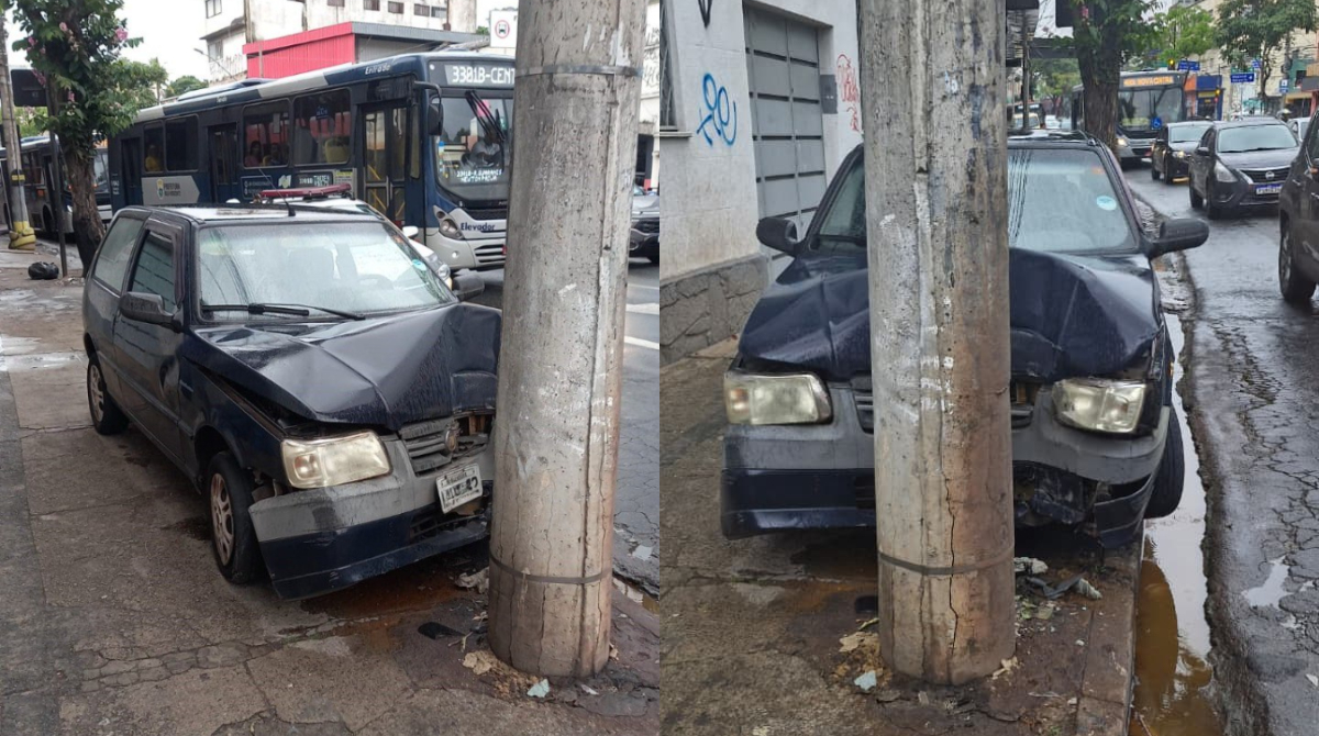 carro batido em poste