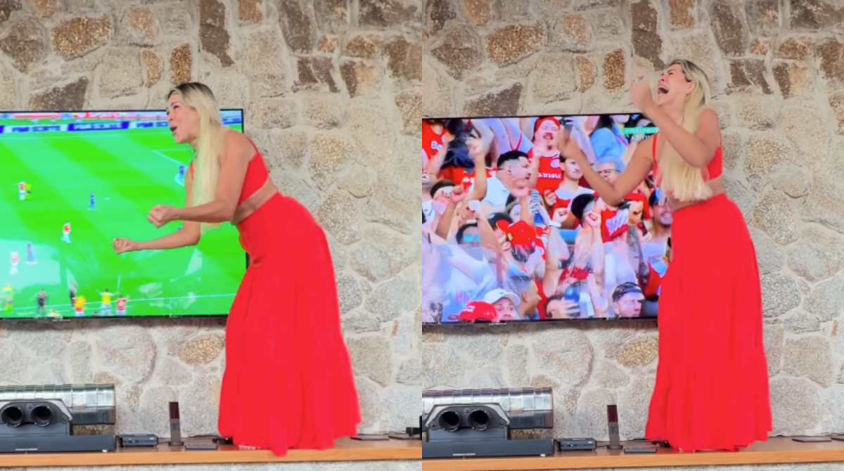 renata fan celebrando a permanência do inter na série A