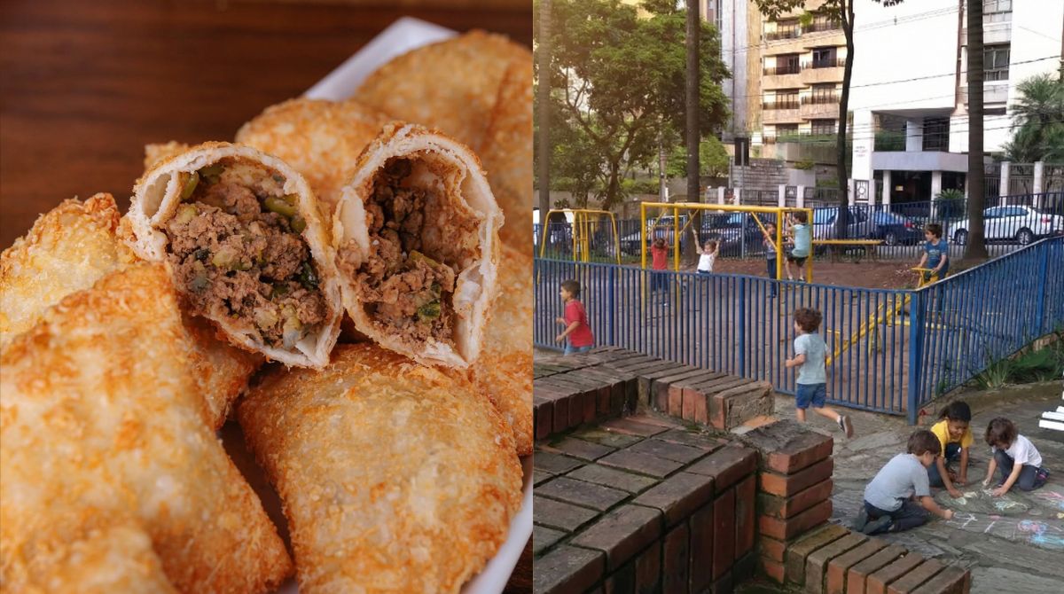 Férias sem telas Leve as crianças para lanchar na Pastelaria Marília de Dirceu e gastar energia na praça