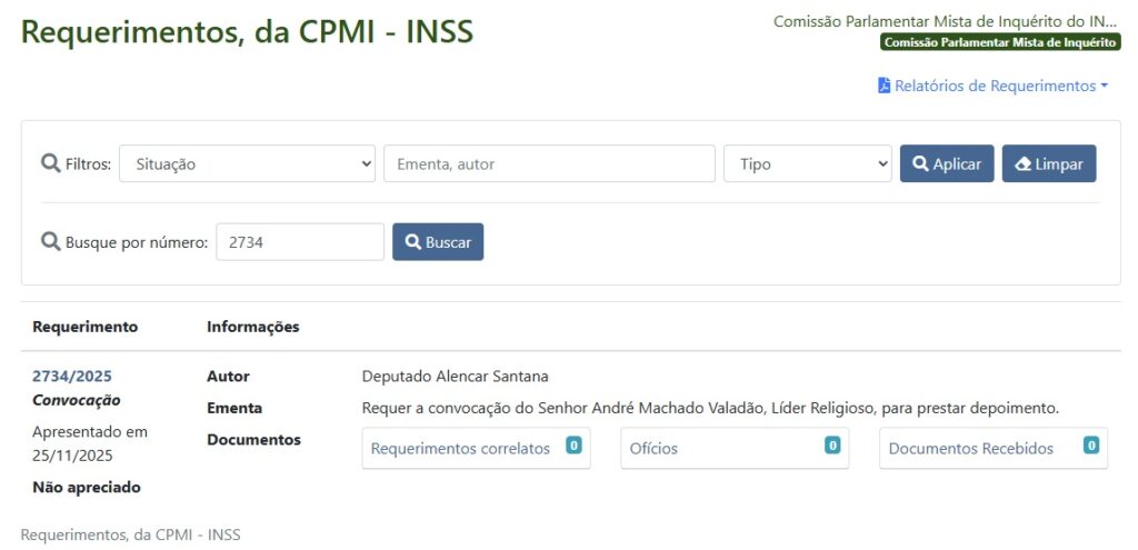 CPI DO INSS ANDRÉ VALADÃO