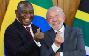 Lula e o presidente da África do Sul, Rhamaposa