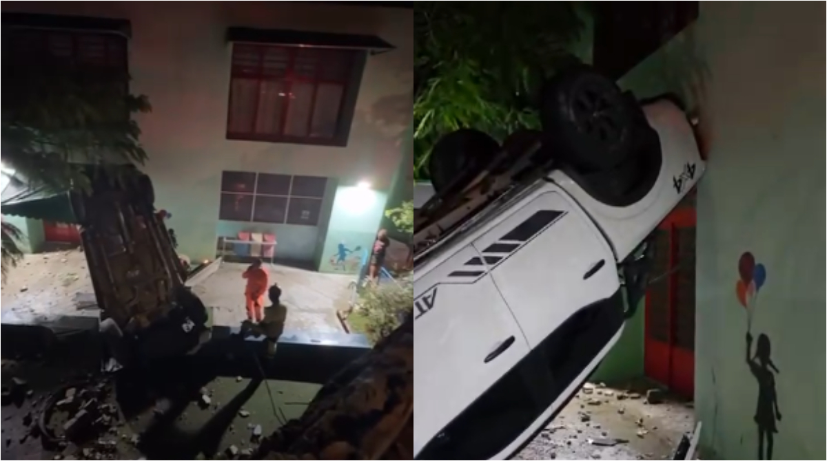 carro capotado dentro da umei