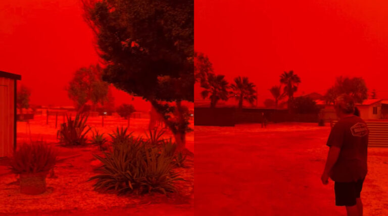 céu vermelho na austrália