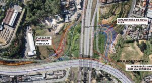 Obra no Anel Rodoviário no encontro com a Via Expressa