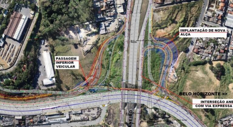 Obra no Anel Rodoviário no encontro com a Via Expressa
