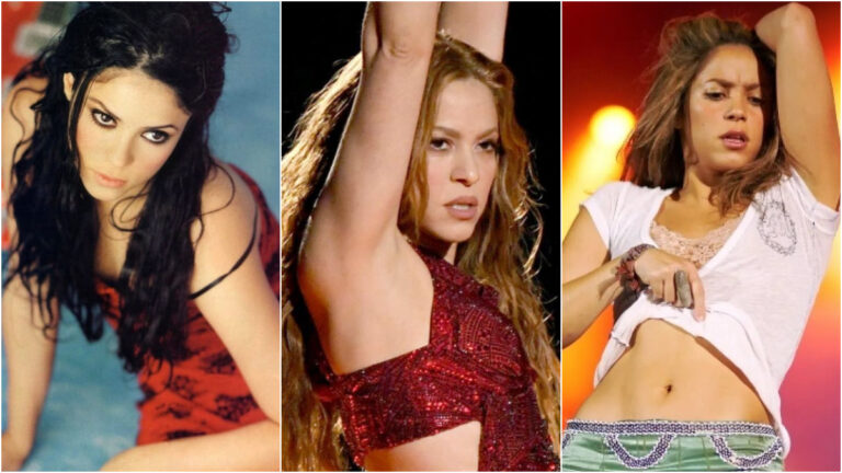 foto mostra shakira em diferentes fases e visuais da carreira