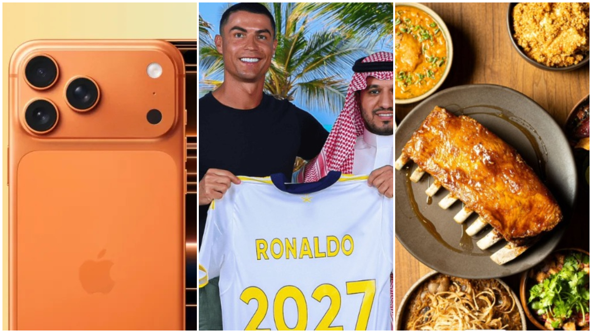 foto mostra iphone 17, cristiano ronaldo e restaurante Pacato