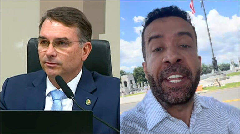 flávio bolsonaro no senado e andré janones em vídeo para o instagram