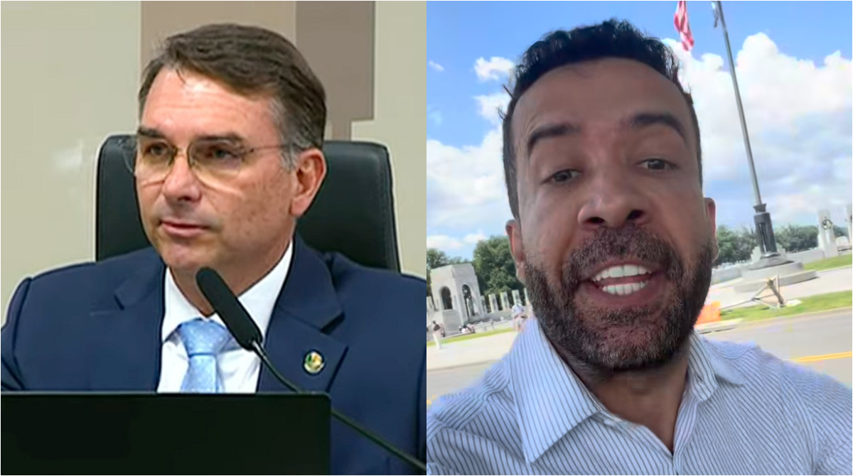 flávio bolsonaro no senado e andré janones em vídeo para o instagram