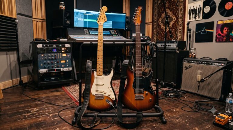 Fender envia notificação judicial à Yamaha e exige mudanças no design de guitarras semelhantes à Stratocaster. (Foto: gerada por IA)