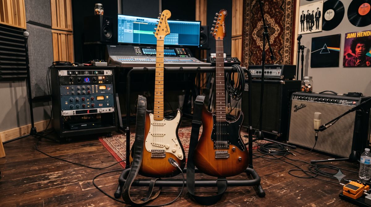 Fender envia notificação judicial à Yamaha e exige mudanças no design de guitarras semelhantes à Stratocaster. (Foto: gerada por IA)