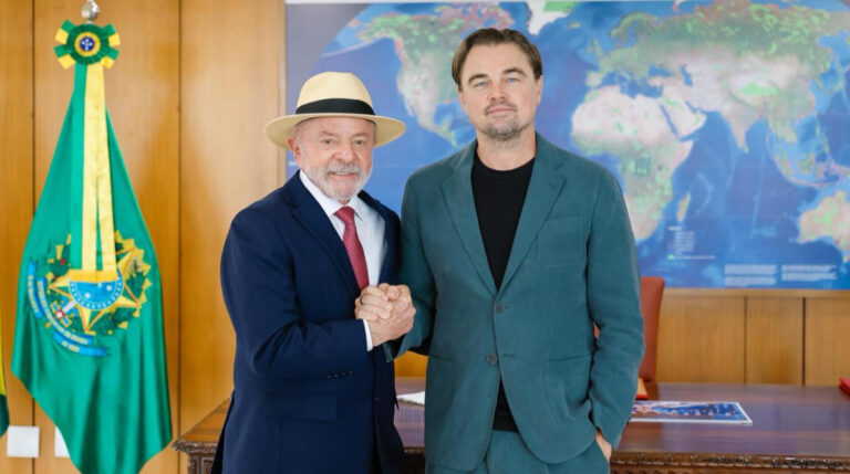 Leonardo DiCaprio se reúne com Lula e Janja no Palácio do Planalto