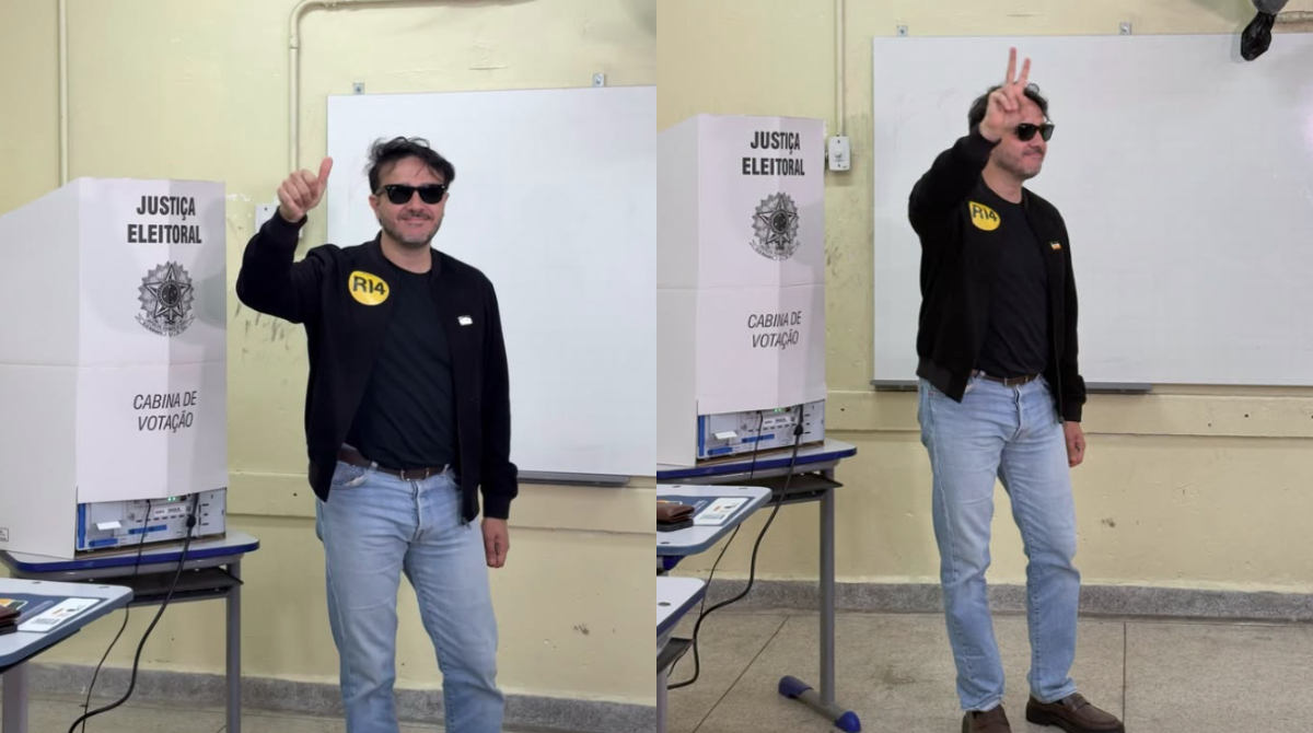 renan santos na cabine eleitoral