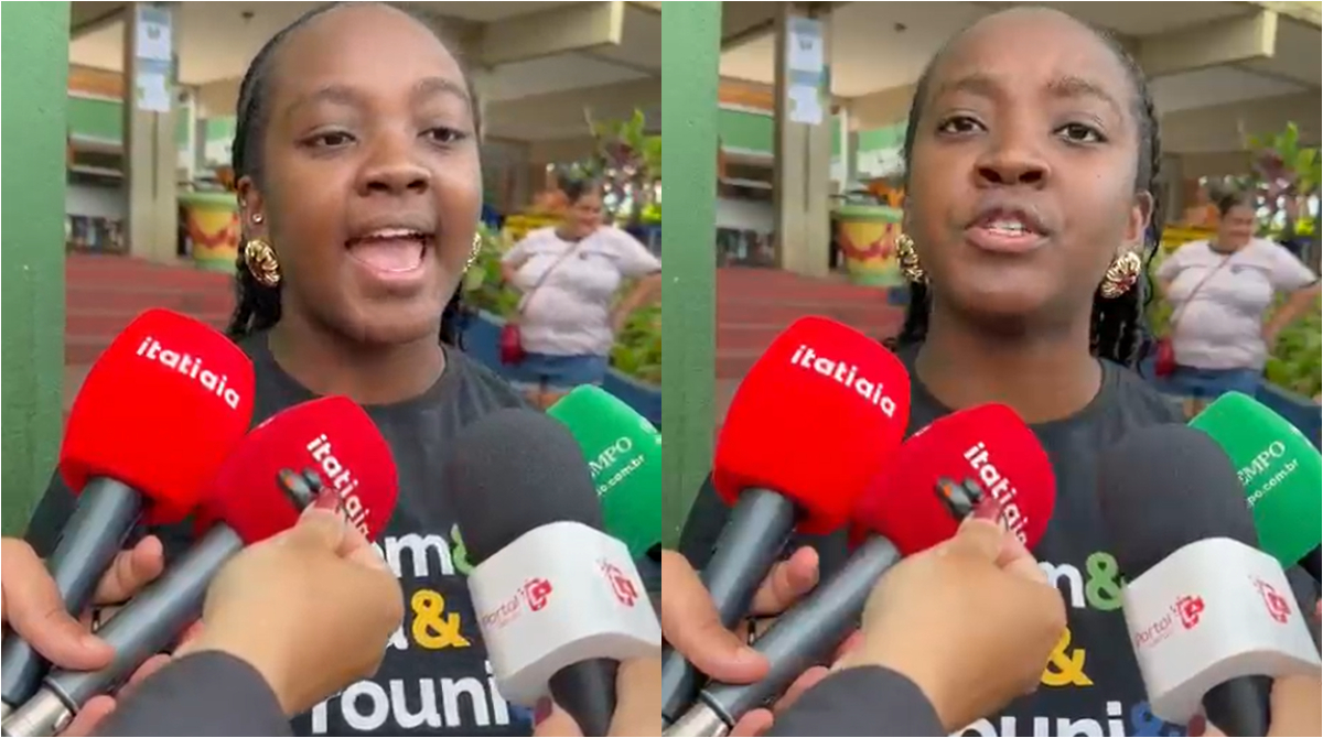 ana elisa dando entrevista à imprensa em local de votação